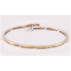 14k White Gold Round Bangle Diamond Tennis Bracelet 3.15 Ct Canary Yellow, VS1-VS2