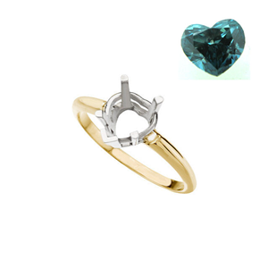 Heart Diamond Solitaire Engagement Ring 14k 1.24 Ct, Blue(Color Irradiated) , SI2