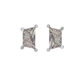 Trapezoid Brilliant Diamond Stud Earrings 14k ( 0.9 Ct, J Color, SI1 Clarity)