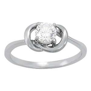 Single Knot Love knot Diamond ring 14k White Gold Round cut Diamond