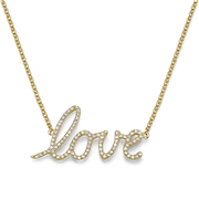 18k Yellow Gold Love Pendant with Round Cut Diamonds With Chain (0.51 Ct., G Color, VS1 Clarity)