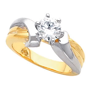 14k Two-Tone Round Diamond Solitaire Engagement Ring, 1 Ct, D-E Color, SI Clarity, EGL Certified