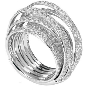 White Gold Multi-band Ring, 18K, 3.22Ct Diamonds