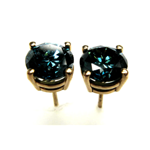 Blue Fancy Color Stud Earrings, 2.25 Carat