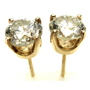 Elegant 1.5 Ct Diamond Stud Earrings, 14K Yellow Gold, F Color