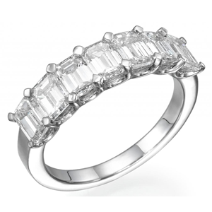 White Gold Multi Stone Ring With 3.25 Carat, F Color, VVS1 Clarity Emerald Diamonds