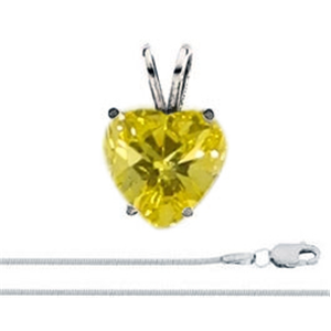 Fancy Yellow Color Treated Heart Shaped Diamond Ependant on White Gold Chain
