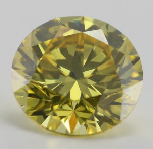 Round Cut Canary Yellow 1.03 Carat Diamond, VS1 Clarity, Eye Clean