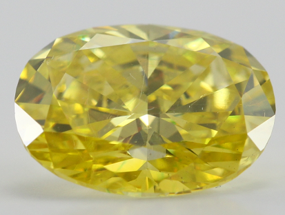 Fancy Vivid Canary Yellow Oval Cut 2.29 Carat Oval Diamond, SI2 Clarity