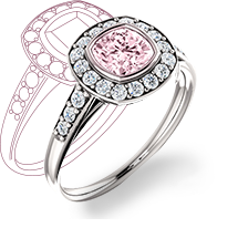 14K White Gold Ring with Natural Pink 1.54 Ct Center Stone and 0.10 Ct G Color Diamond