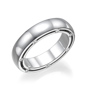 18K White Gold Eternity Band with Half Bezel Mounted Round Cut Diamond (0.36 Carats, G Color, VS1 Clarity)