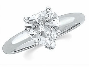 Diamond Solitaire Engagement Ring with 1.02 ct, E Color, VS clarity Heart Center Stone