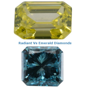 Fancy Canary Yellow Emerald Loose Diamond with Fancy Blue Radiant Diamond