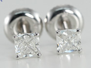 18k White Gold Pair of Radiant Cut Diamond Earrings (0.5 Ct, G Color, VS Clarity)
