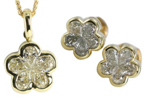 M-N Color, VS Clarity Diamond Earrings and Pendant Set Weighing a Total of 1.81 Ct
