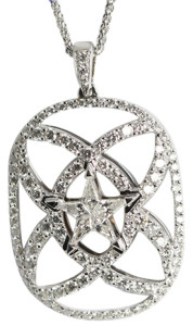 Invisible Setting Star & Pave Pendant set in 18k White Gold with Kite Cut Diamonds (1.29 Ct, G Color, VS Clarity)