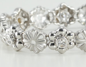 14kt white gold diamond bracelet part of a diamond flower jewelry collection