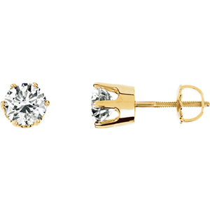 14 Karat Yellow Gold Round Diamond Stud Earrings (0.45 Ct, F Color, VS2 Clarity)