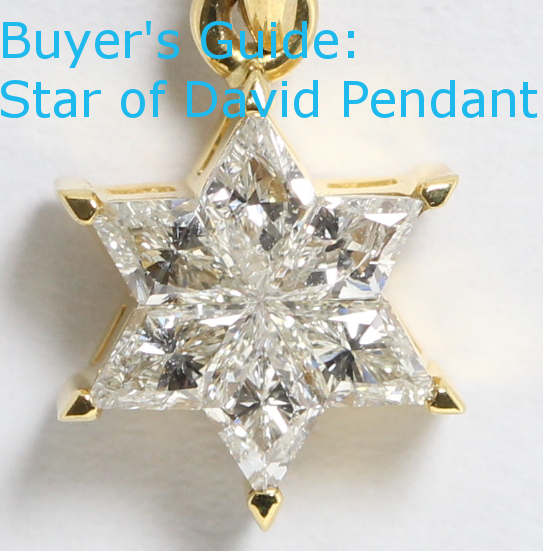 An 18 karat yellow gold rhombus cut diamond star of david pendant