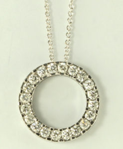 14k White Gold Diamond Circle Necklace Pendant